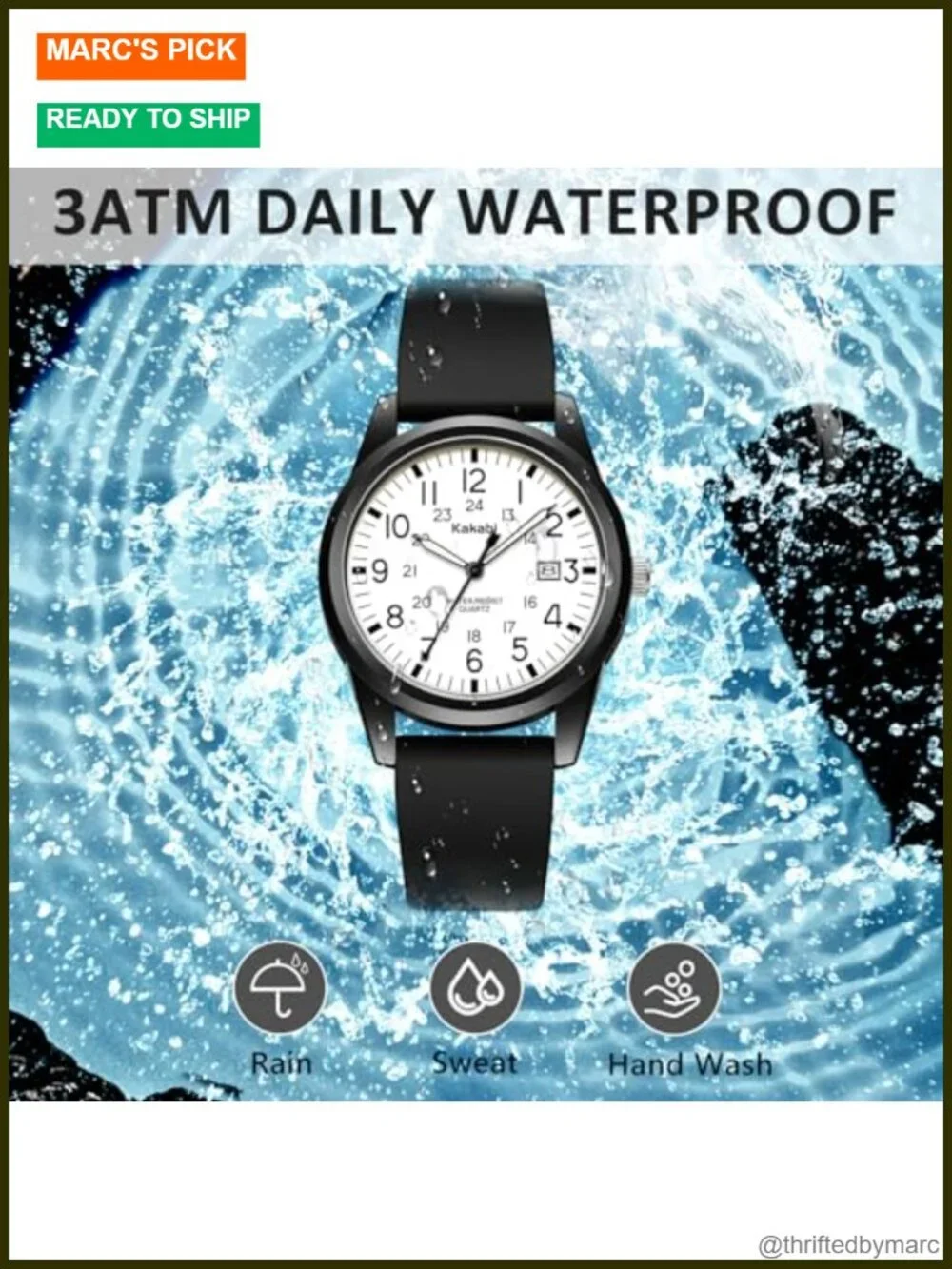 Unisex Military Sport Analog Quartz Watch with Silicone Strap, 24 Hour Time,